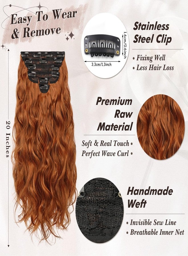 بارسدار وصلات شعر بارسدار النحاسية بمشابك - 20 بوصة، 6 قطع، وصلات شعر مموجة تغطي كامل الرأس للنساء - قطع شعر صناعية كثيفة وناعمة، مناسبة للاستخدام اليومي والحفلات والهالوين - لون رعاة البقر الزنجبيلي النحاسي - Image 3